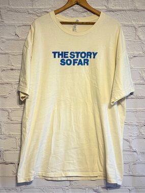 The Story So Far Band T-shirt Men's Cream Graphic Tee with Blue Logo